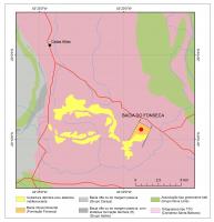 Figura 2 – Geologia da região da bacia de Fonseca. Compilado do mapa geológico de Minas Gerais (CPRM, 2014) e modificado de Sant’Anna & Schorscher (1997). Figura inserida pelo cadastrador.