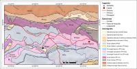 Figura 2 – Mapa geológico de parte da folha Ouro Preto com a localização do geossítio Fazenda Três Cruzes. Mapa geológico compilado de Barbosa (1969) e a localização a partir de Sobreira et al. (1987).