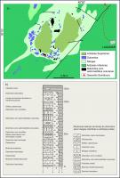 Figura 3 – a) Mapa geológico simplificado da região de Lagamar, com as principais ocorrências de estromatólitos (Dardenne & Campos Neto 1976); b) Coluna litoestratigráfica sintética da região de Lagamar (segundo Dardenne & Campos Neto 1976).