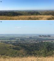 Fig. 2 - a) vista panorâmica a partir do mirante; b) vista parcial mostrando a vila de Ponte Alta.