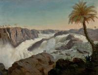 Pintura em óleo sobre tela de E.F. Schute (1850), que retrata a cachoeira de Paulo Afonso em sua configuração natural. Fonte: https://masp.org.br/acervo/obra/cachoeira-de-paulo-afonso-1. Crédito da fotografia: João Musa. Acesso em 26 dez.2018.