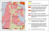 Figura 5 - Mapa geológico simplificado do campo Mendes-Pimentel com a localização do Geossítio Brazilianitas da Mina do Telírio (detalhe da figura 6).