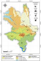 Fig. 7 - Mapa geológico simplificado do município de Uberaba com a localização do geossítio, integrado e modificado a partir das cartas na escala 1:100.000 do projeto “Triângulo Mineiro” (Uberaba-Igarapava, Veríssimo-Miguelópolis, Nova Ponte, Miraporanga).