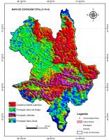 Fig. 11 - Mapa aerogeofísico gamaespectrométrico da contagem total (U-Th-K) de Uberaba com os domínios estratigráficos que afloram na área. Destaque para a assinatura gamaespectrométrica da Formação Uberaba.