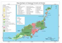 Mapa Geológico do Geoparque Fernando de Noronha. Fonte: Modificado de Almeida, 1955