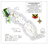 Figura 8 – Detalhe do salão onde estão as pérolas gigantes. Recorte do mapa espeleológico da Lapa D´Água (Espeleogrupo Peter Lund, 2015).