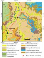 Figura 5 – Mapa geológico simplificado da folha Pirapora (Romano et al. 2013a), com a localização do geossítio Pico do Itacolomy de Buritizeiro.